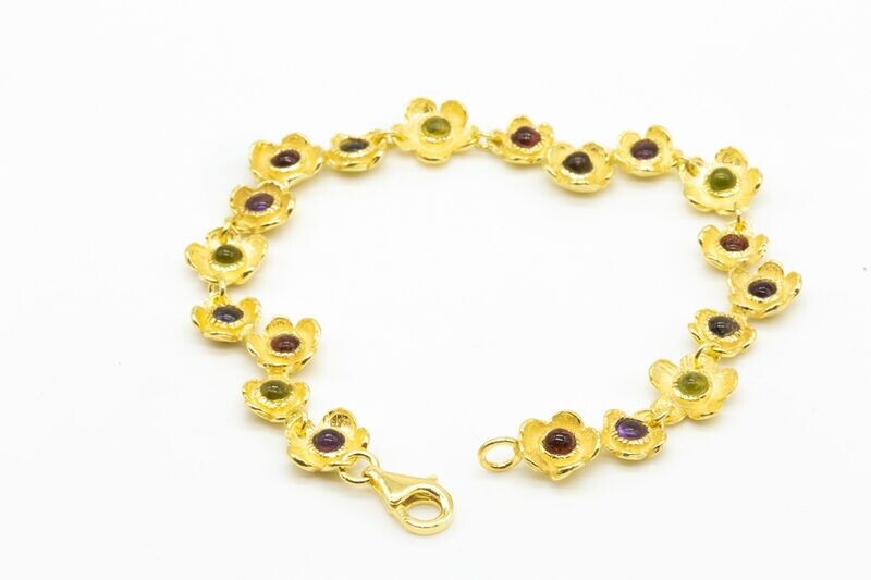 Bracciale in argento 925 dorato con pietre dure_L56B1