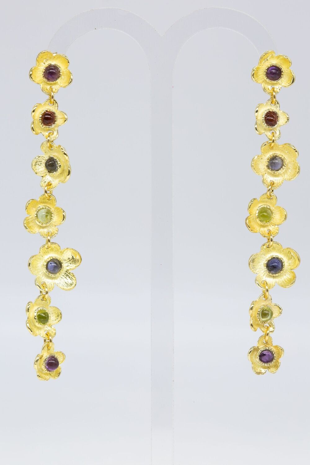 Orecchini pendenti in argento 925 dorato con pietre dure_L56O1