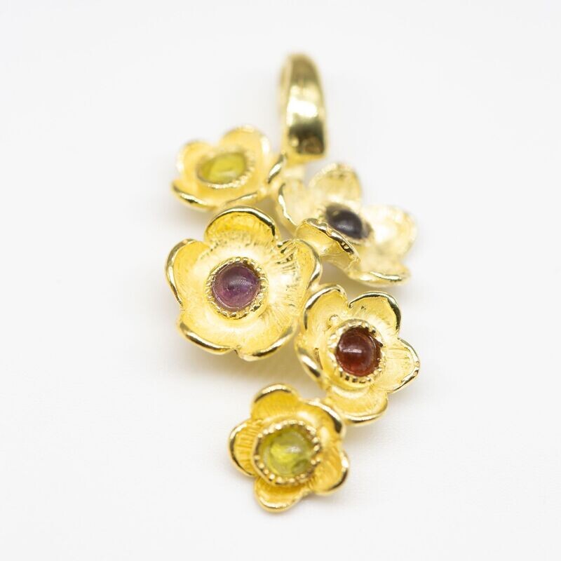 Pendente in argento 925 dorato con pietre dure_L56P1