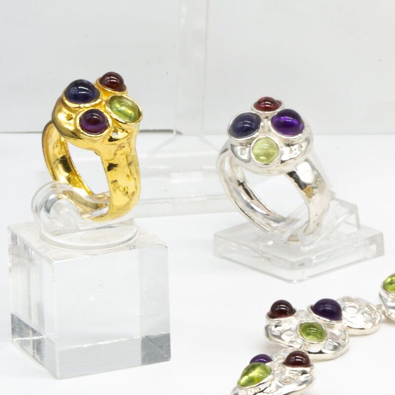 Anello in argento 925 con pietre dure_L57A1