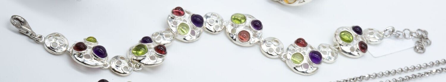 Bracciale in argento 925 con pietre dure_L57B1