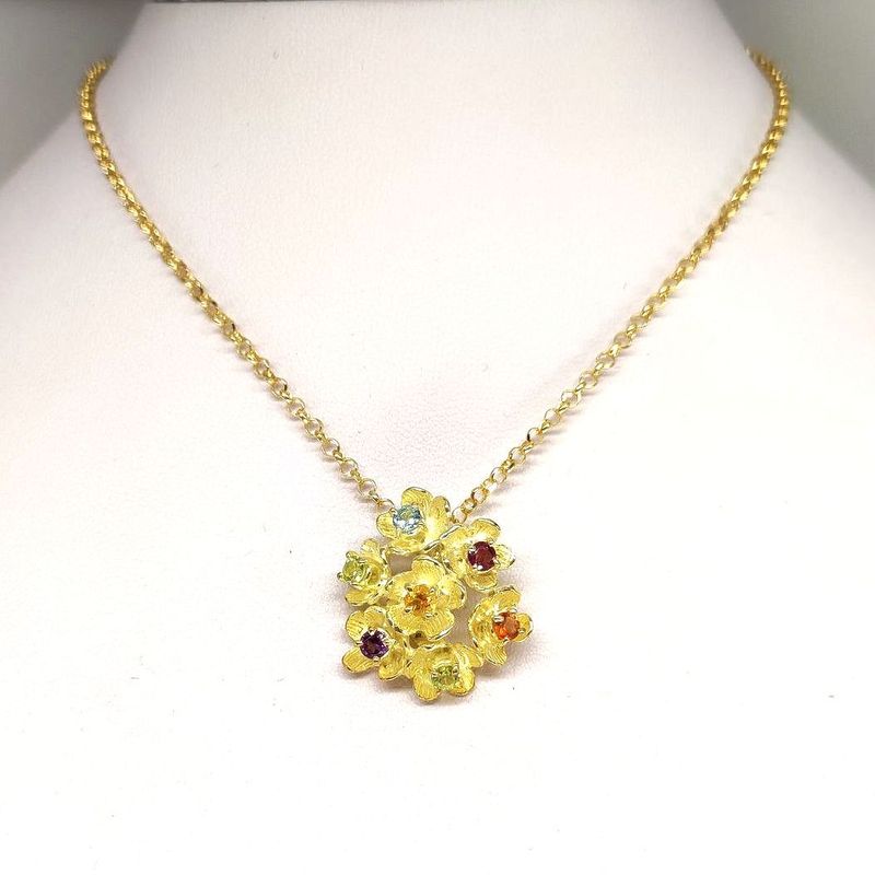 Pendente in argento 925 dorato con pietre dure_L56FP2