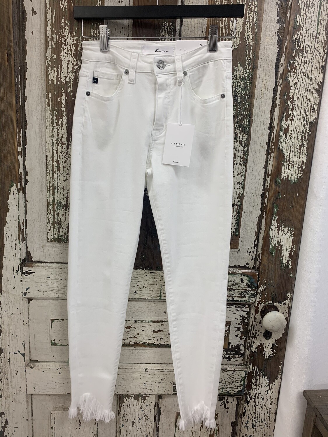 KanCan White Frayed Skinny Jeans