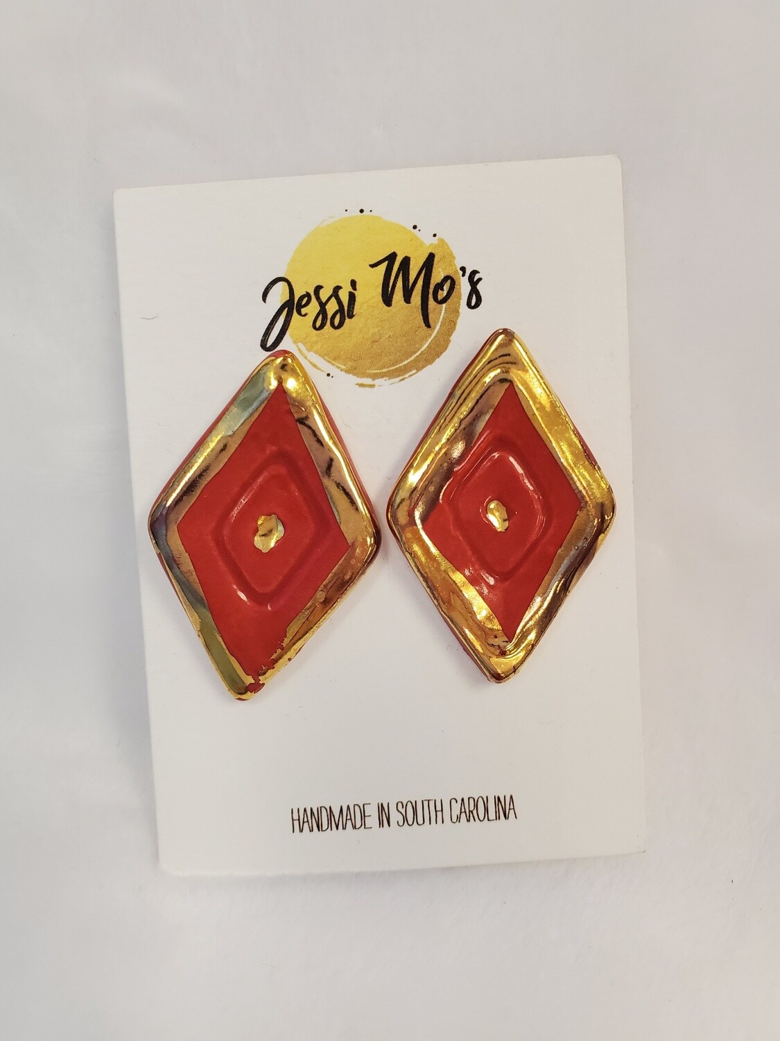 Jessi Mo's Ceramic Earrings- Hot Tamale Glaze- 4 Options