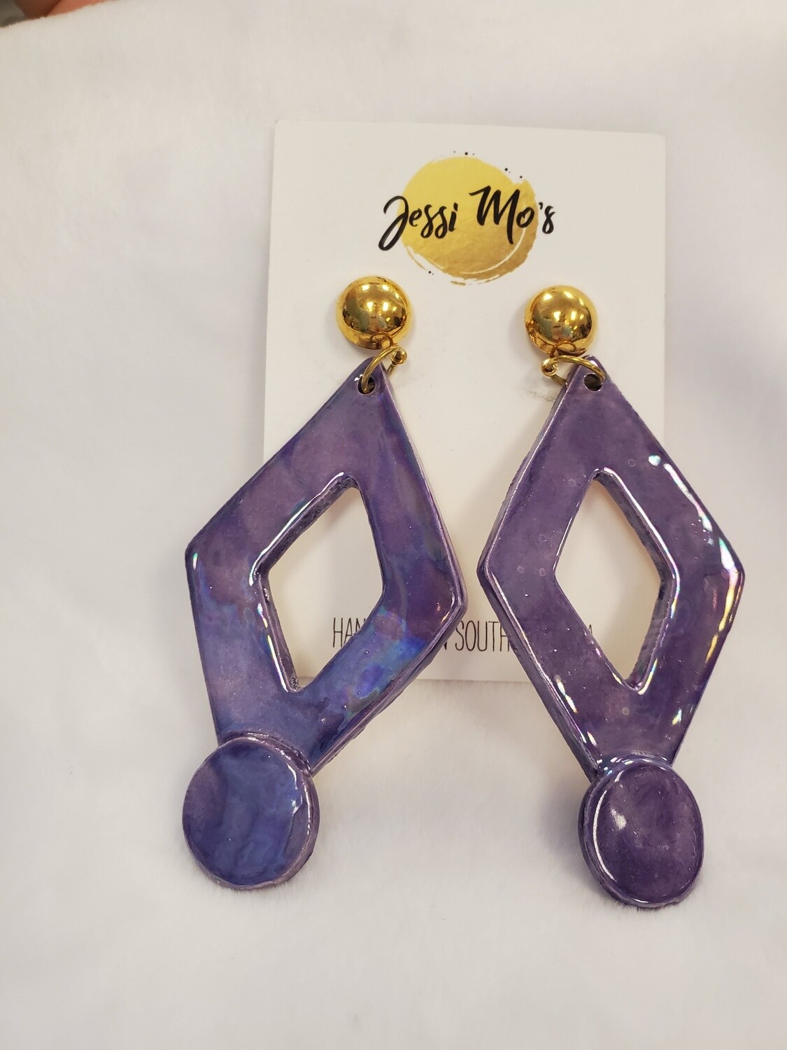 Jessi Mo's Ceramic Earrings- Purple Mother of Pearl Glaze