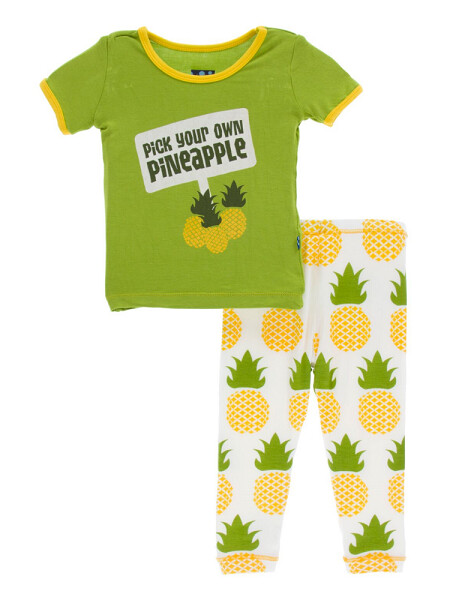 Kickee Pants S/S Pajamas- Natural Pineapple 4T