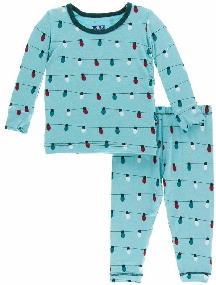 Kickee Pants L/S Pajamas- GlacierHolidayLights 12-18M