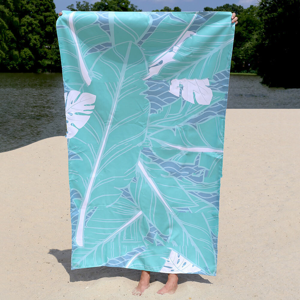 Island Palm Giant Beach Towel in Mint/Lagoon