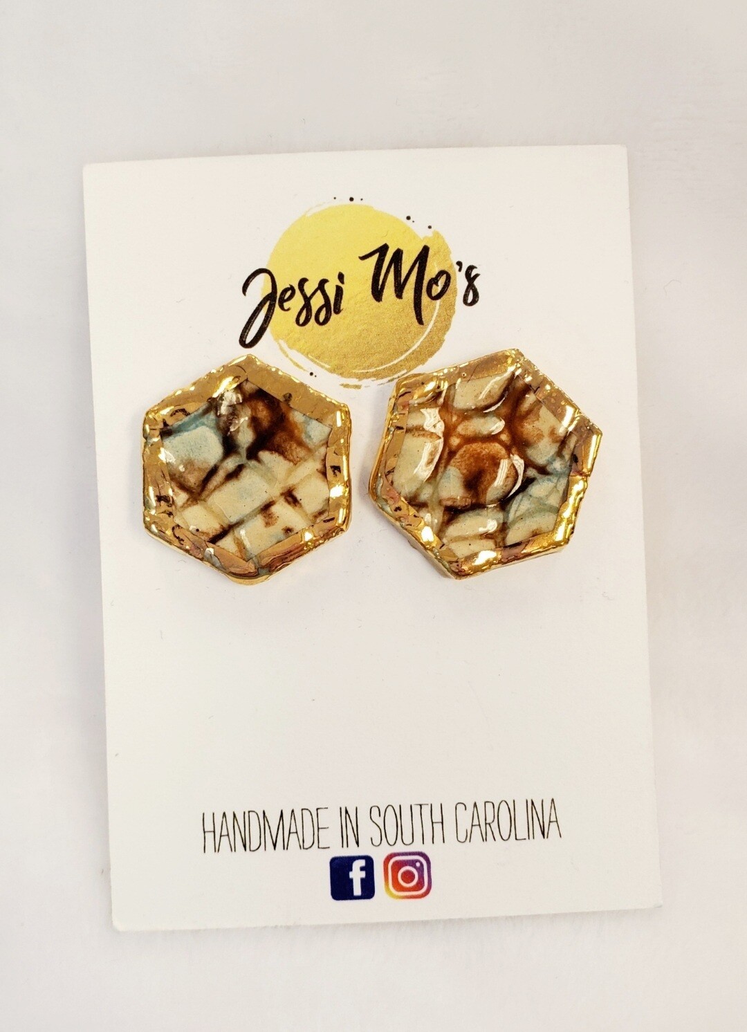Jessi Mo's Ceramic Earrings- Mocha Marble Glaze