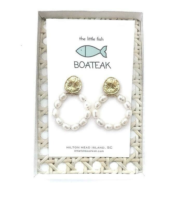 Little Fish Boateak Rice Pearl Hoops Coin