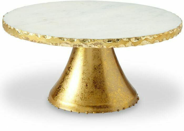 MudPie Marble Gold Pedestal Cake Stand