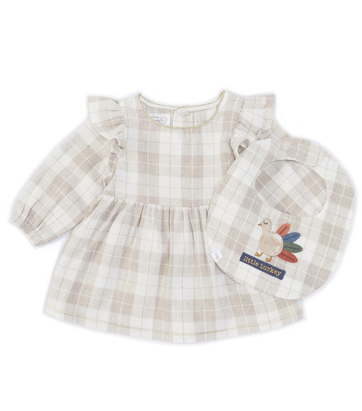 MudPie Plaid Dress and Bib Set