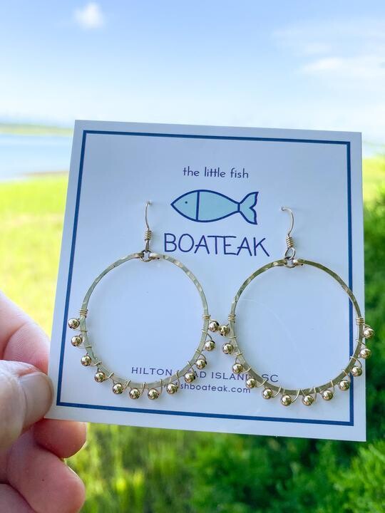 Little Fish Boateak GoldMetalBead Mainsail Earring