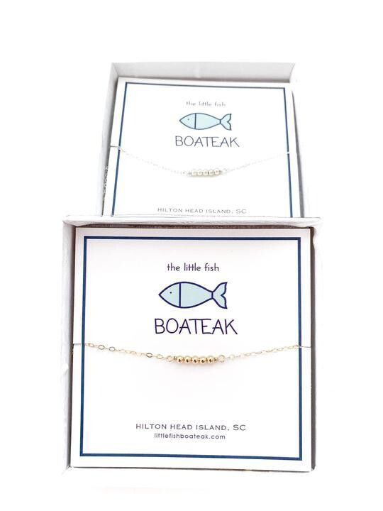 Little Fish Boateak 5 Ball Beaded Necklace- Gold
