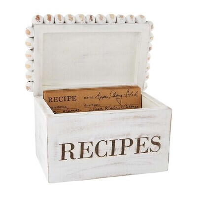 MudPie White Beaded Recipe Box