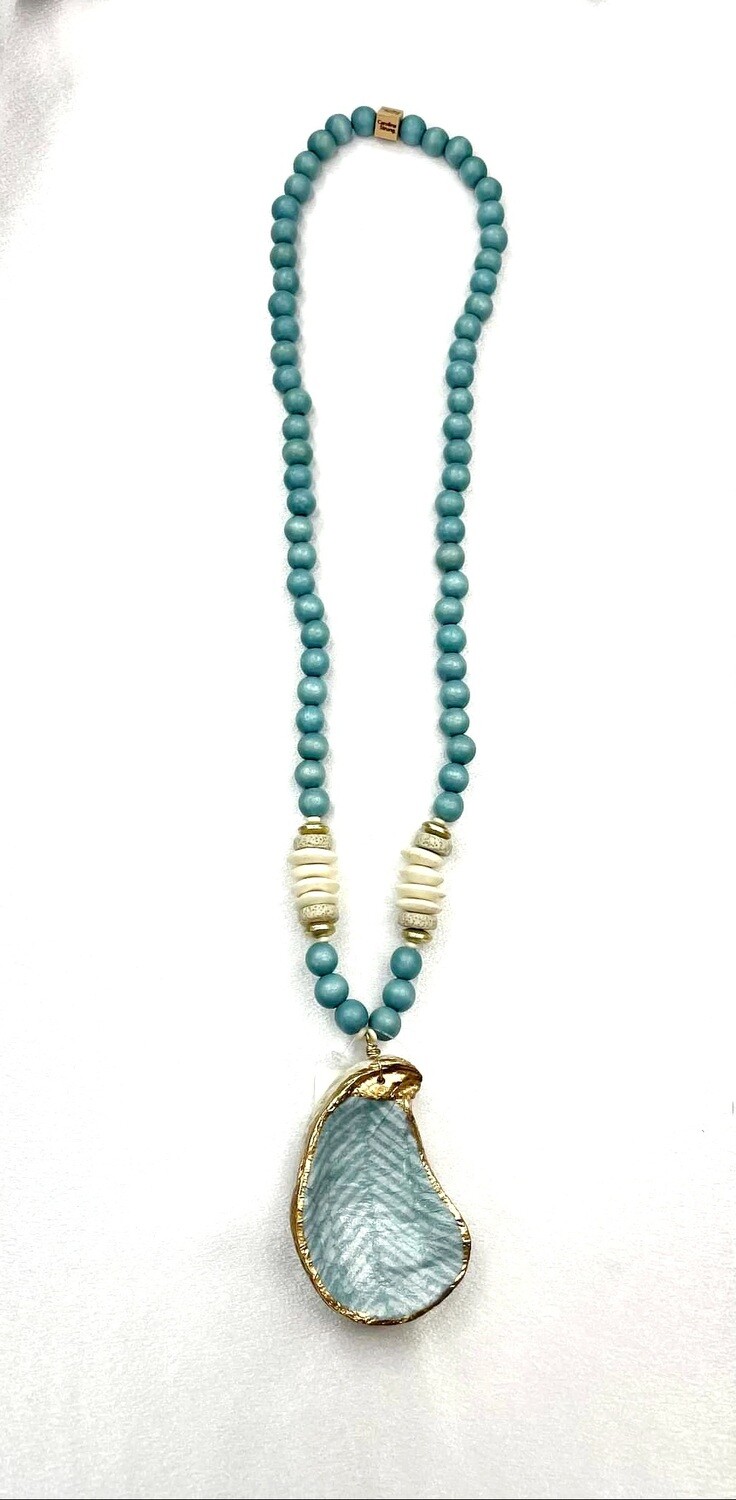 The Collins Necklace w/ Printed Oyster Shell, 32" 
