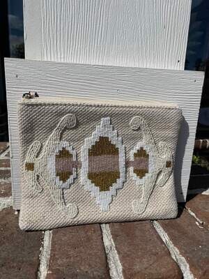  Ivory & Gold Beaded Clutch