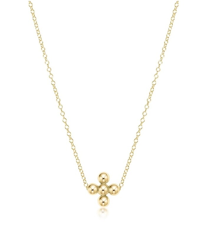 enewton 16&quot; Necklace Gold - Classic Beaded Signature Cross Gold - Bead Gold