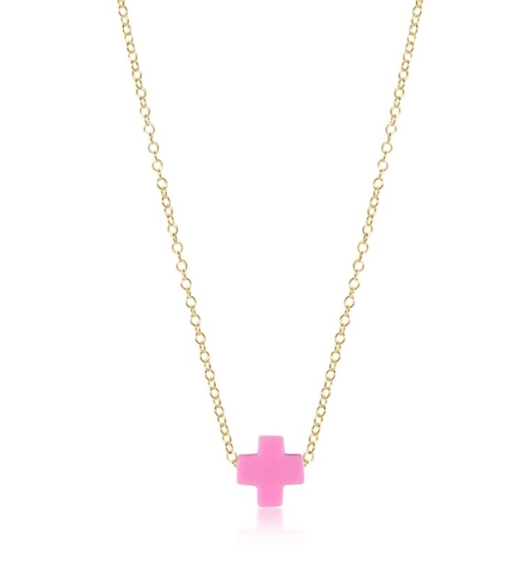 enewton 16&quot; Necklace Gold- Signature Cross -Bright Pink