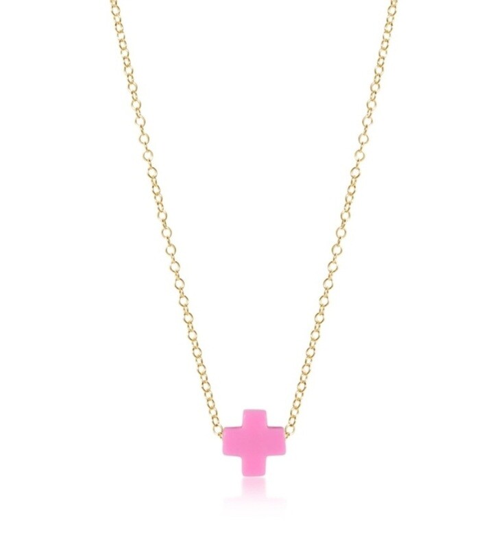 enewton 16&quot; Necklace Gold- Signature Cross -Bright Pink
