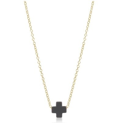 enewton 16" Necklace Gold- Signature Cross -Charcoal 