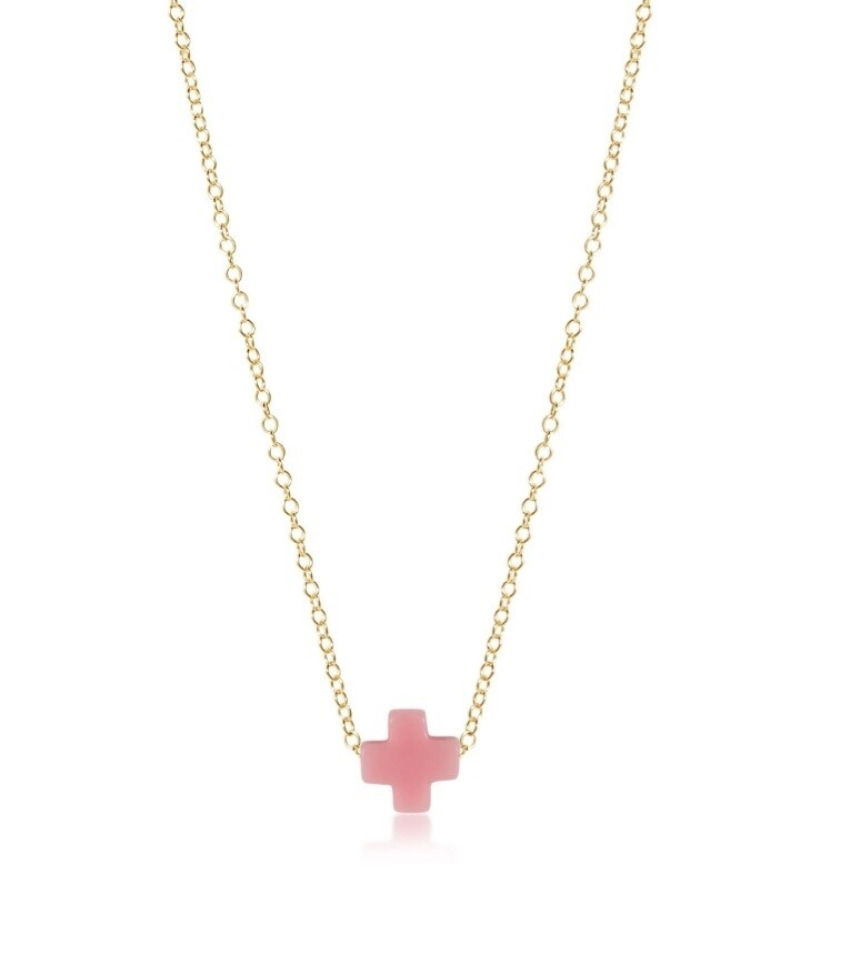 enewton 16" Necklace Gold- Signature Cross - Pink