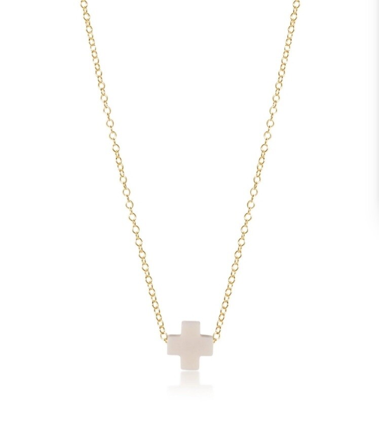 enewton 16&quot; Necklace Gold- Signature Cross - Off White