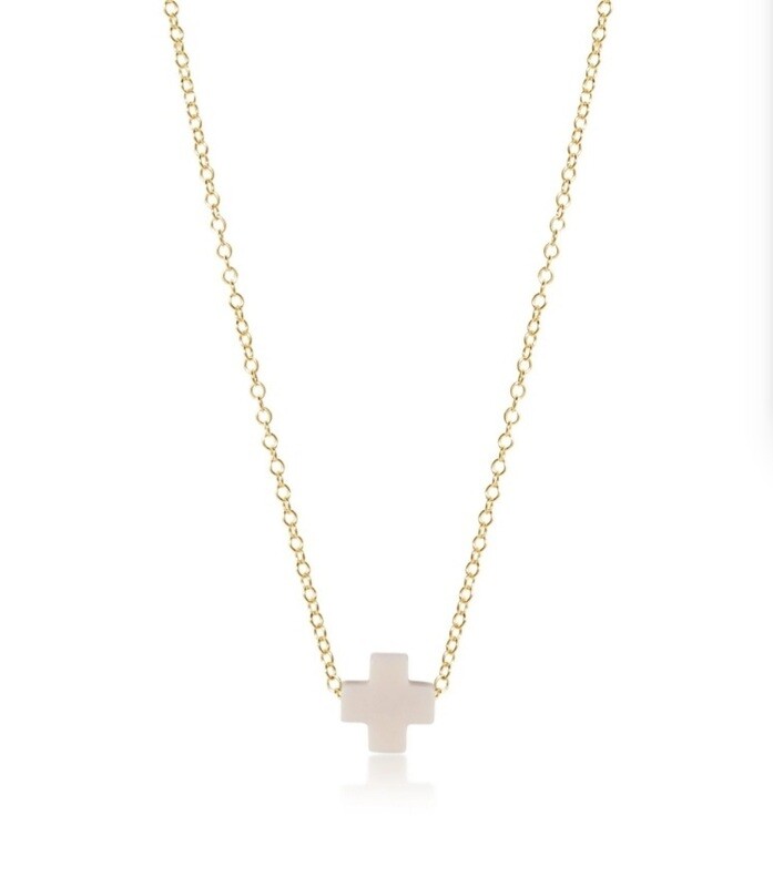 enewton 16&quot; Necklace Gold- Signature Cross - Off White