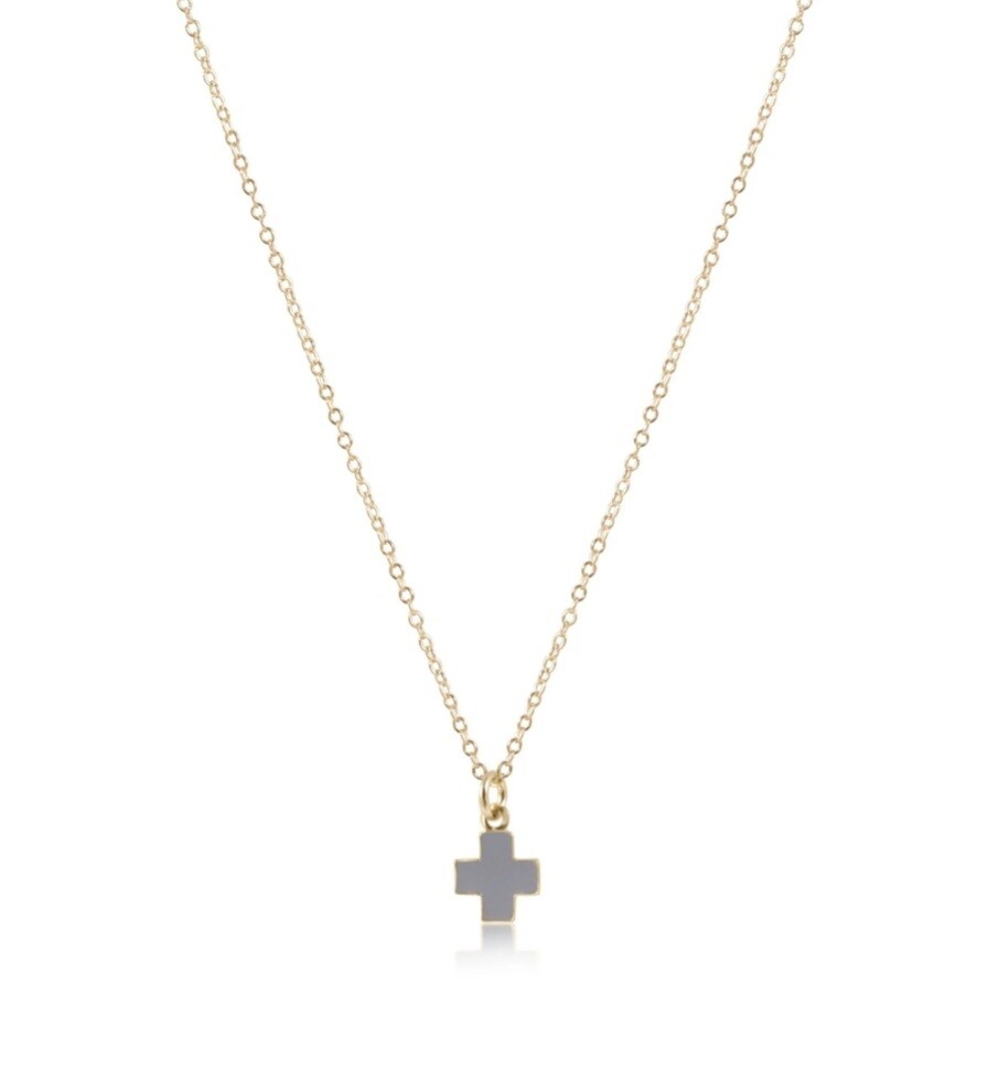 enewton 16" Necklace Gold- Signature Cross Gold Charm -Grey