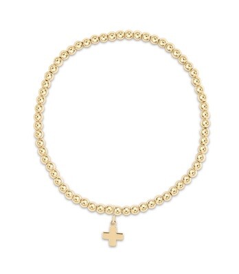 enewton Classic Gold 3mm Bead Bracelet- Signature Cross Gold Charm