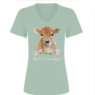 Mary Square Blessed & Cow Obsessed T-Shirt