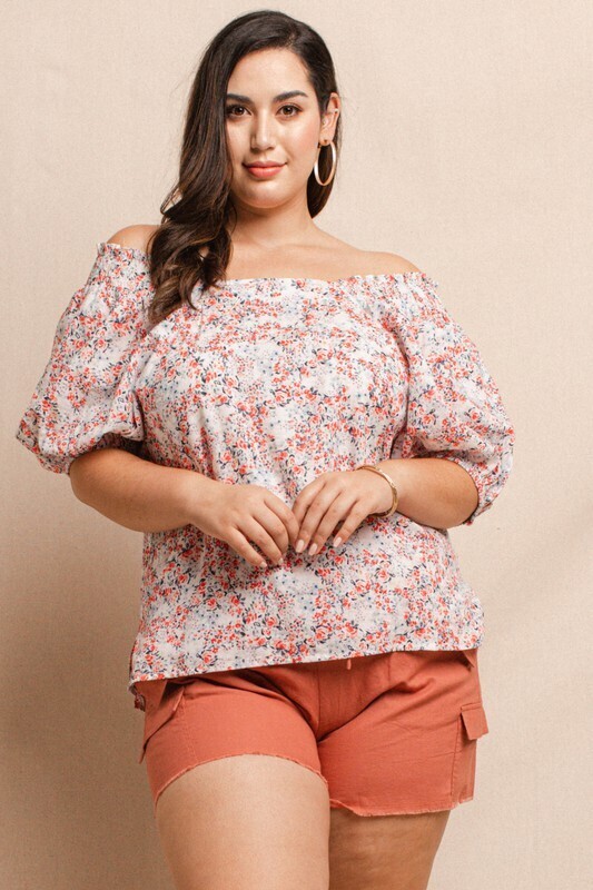 New Blossoms Floral Print Top, PLUS