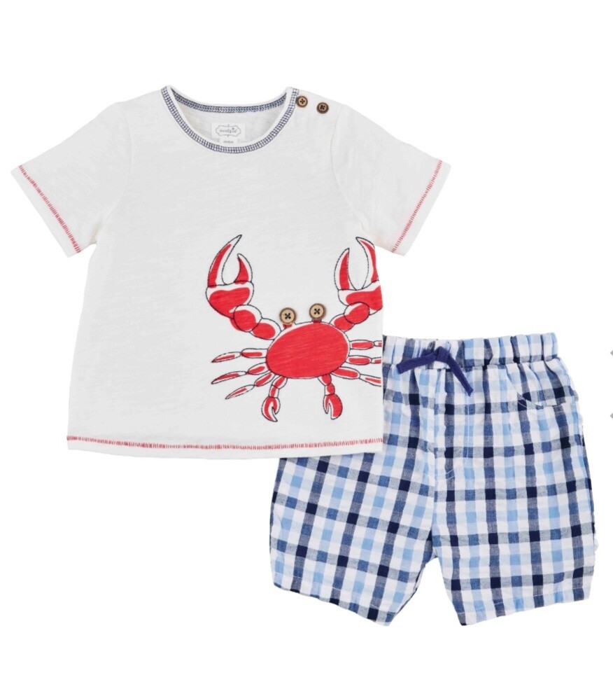 Mud Pie Crab Plaid Short Set