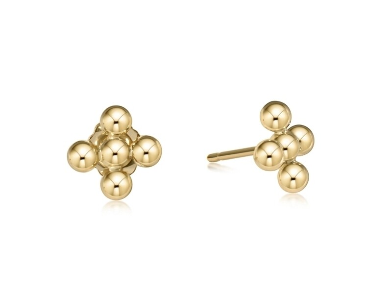 enewton Classic Beaded Signature Cross Stud - 3mm Bead Gold