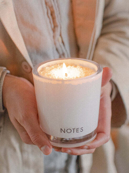 Notes Started Candle Glass - White