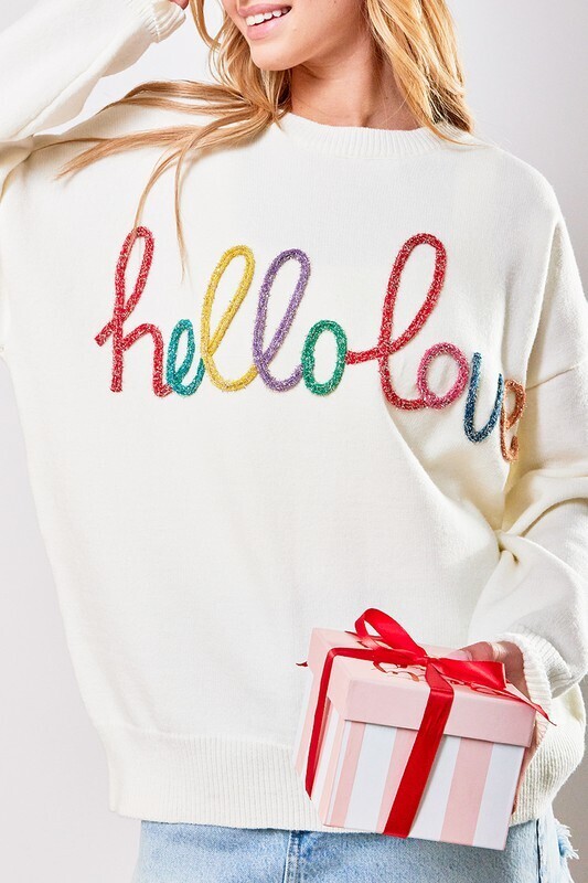 Hello Love Metallic Letter Sweatshirt