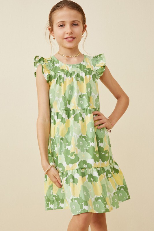 Lily Green/Yellow Floral Dress TWEEN