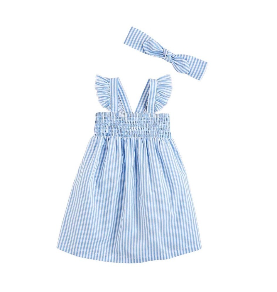 Mud Pie Smocked Sundress &amp; Headband - Blue