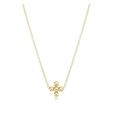enewton 16" Necklace Gold - Classic Beaded Signature Cross Gold Charm - 4mm Bead Gold 