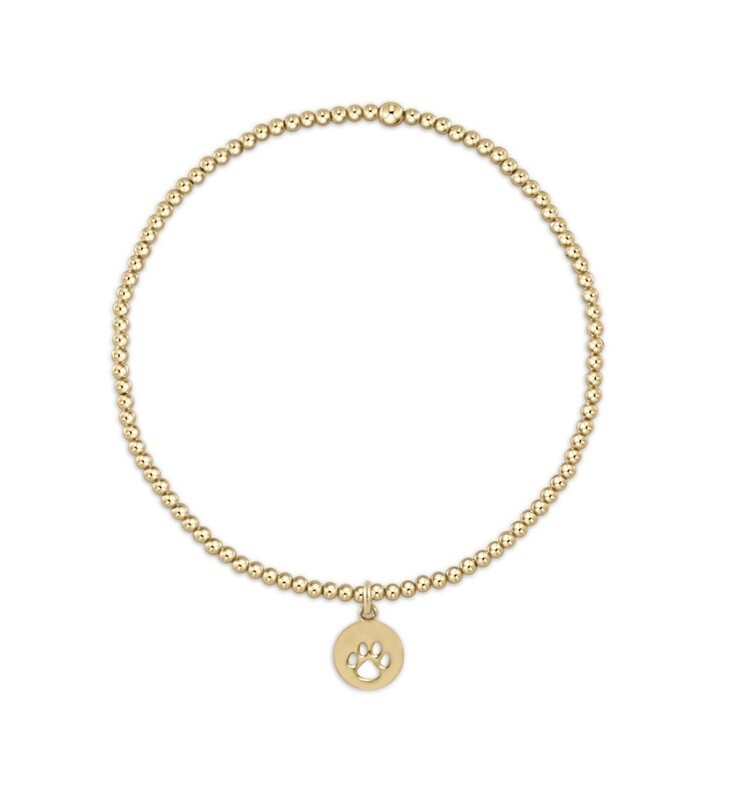 enewton Classic Gold  2mm Bead Bracelet - Paw Print Small Gold Disc