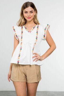 Caribbean Tiles Embroidered Top