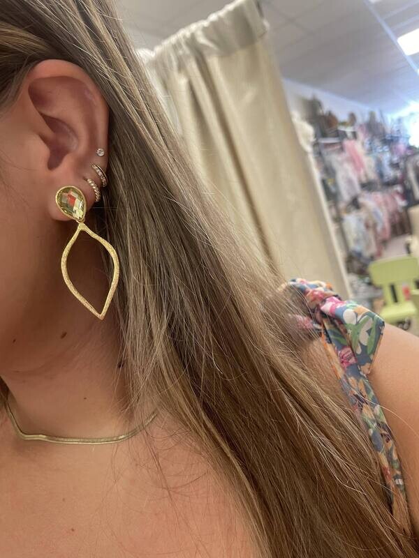 Betty Carre Baruti Leaf Shape w/Stone Earrings