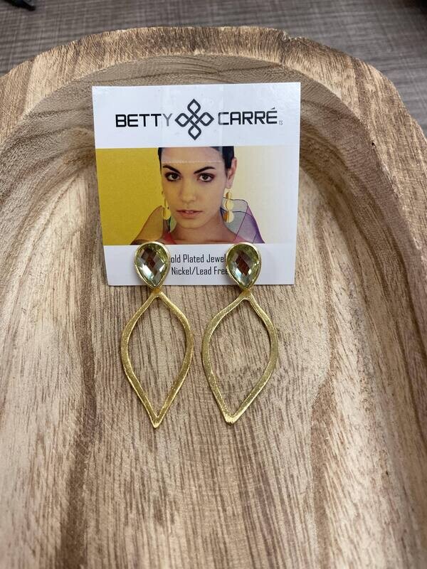 Betty Carre Baruti Leaf Shape w/Stone Earrings