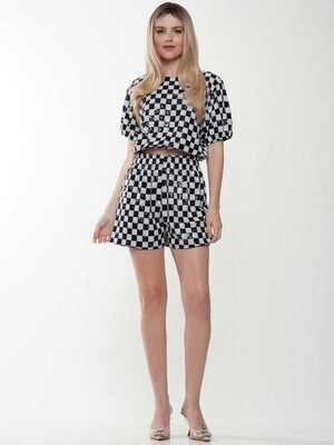 Checkered Black/Wht Sequin Top