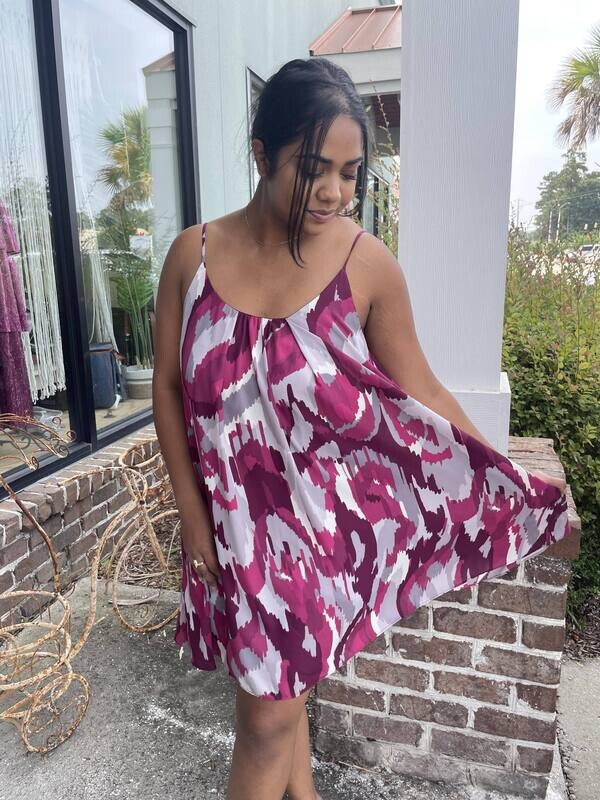 Kylie Swing Dress, Deep Spirit Print