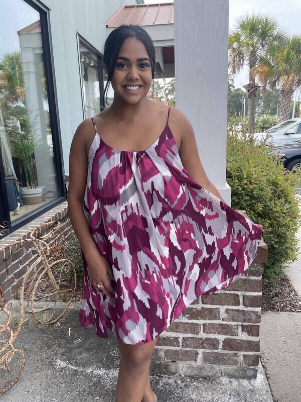 Kylie Swing Dress, Deep Spirit Print