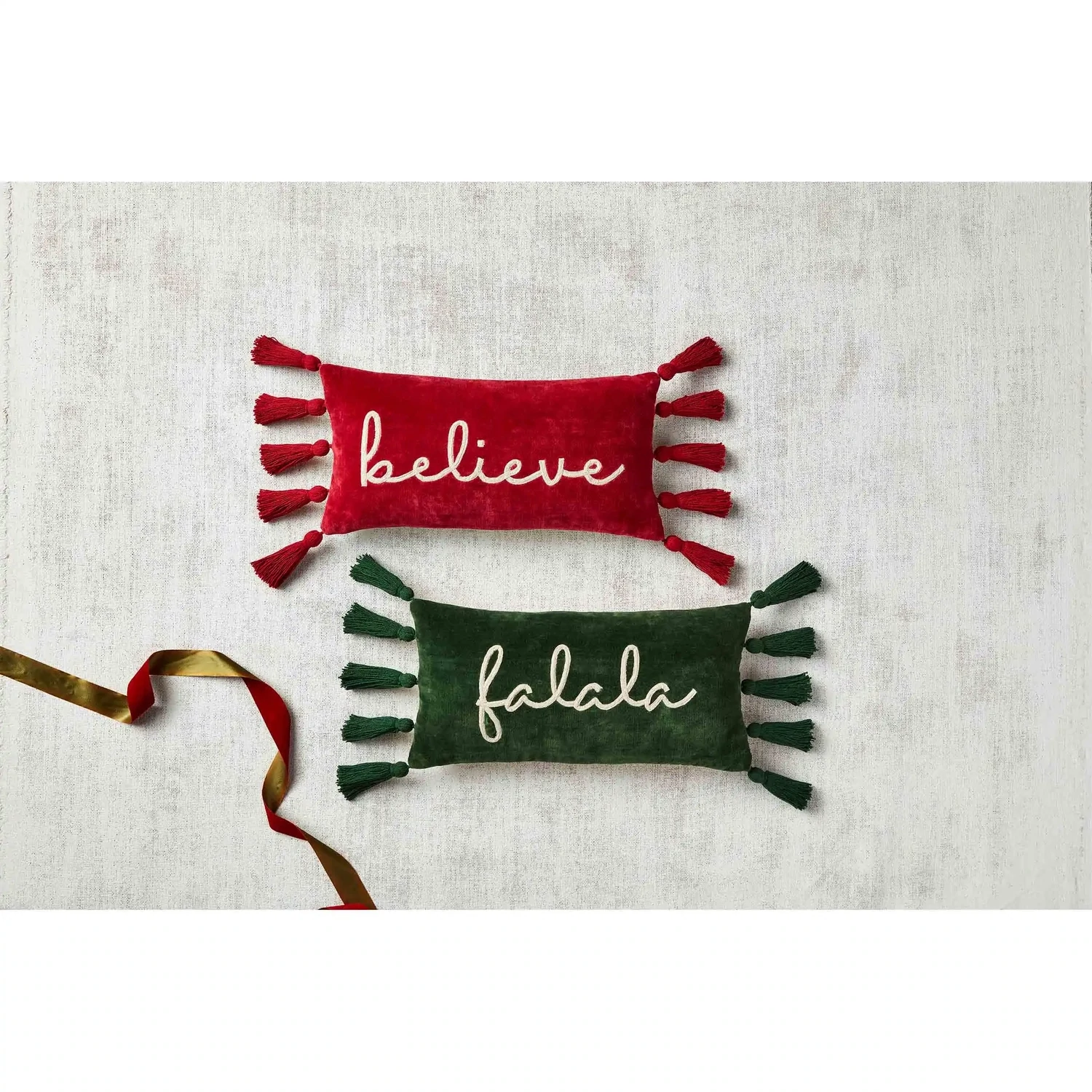 Mud Pie Christmas Velvet Lumbar Pillow