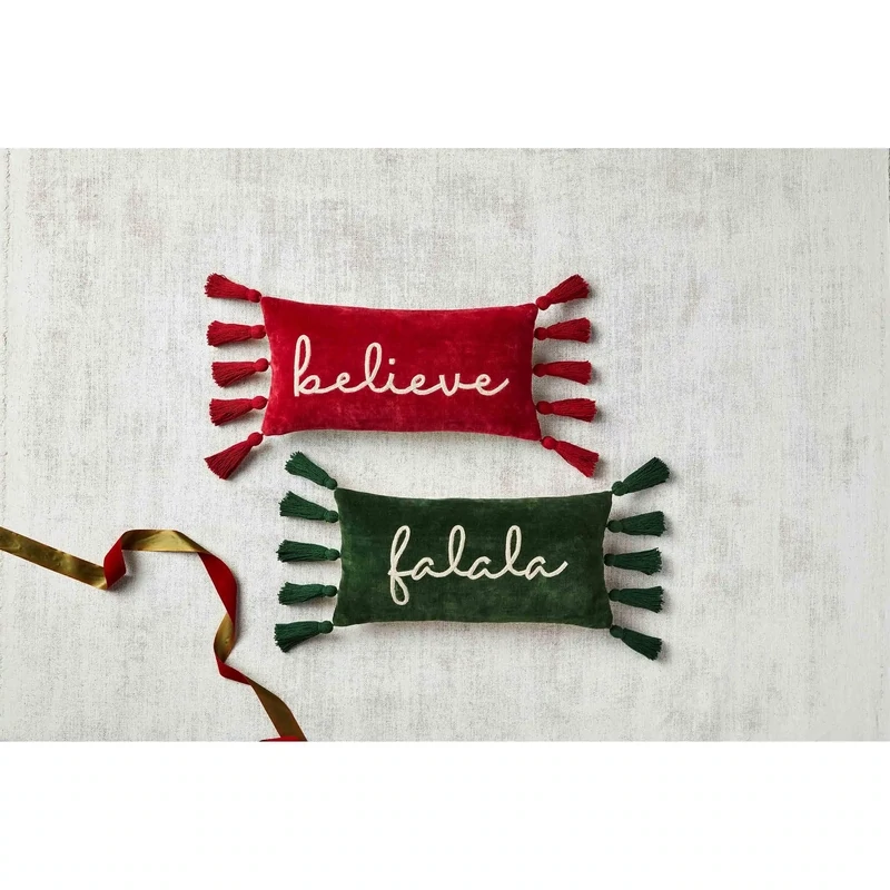 Mud Pie Christmas Velvet Lumbar Pillow