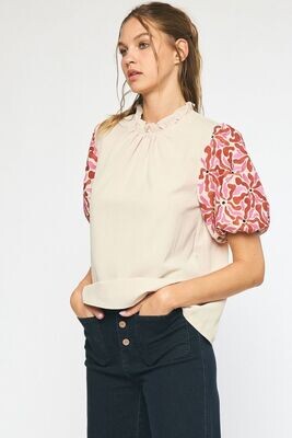 Feeling It Embroidered Sleeve Top