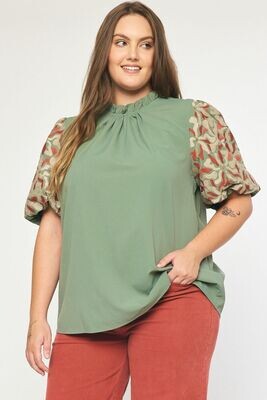 Feeling It Embroidered Sleeve Top, CURVY